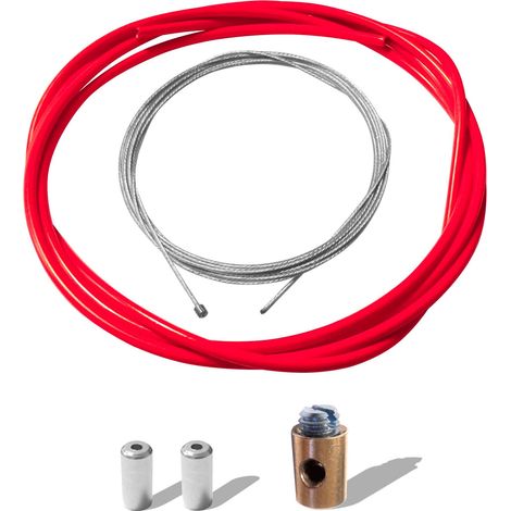 Câble d'accélérateur performance avec gaine serre-câble embouts compatible avec carburateur dellorto, rouge