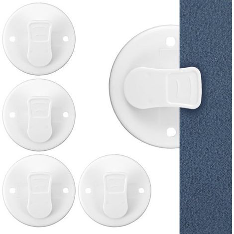 4 clips de rideau de douche - Clips de douche auto-adhésifs - Clips - Clips anti-éclaboussures - Fixation murale - Pour rapprocher le rideau de douche - ABS - Blanc (1/5)