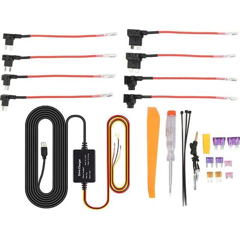 Kit of wiring of camera of dashboard, adapter USB 12V-28V to 5V, Protection against the overheating for mirror, navigateur GPS, detector of Radar MICRO (1/5)