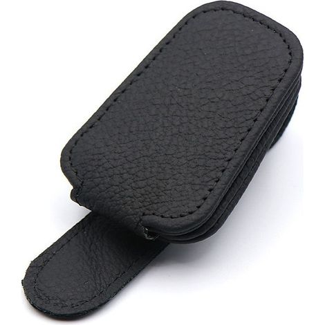 2 Pièces Porte Lunettes pour Voiture en PU Cuir, Magnétique Support Lunettes pour Voiture Pare-soleil Accessoires, Pince à Lunette Auto, Pince pour Tickets et Cartes (noir) (1/5)