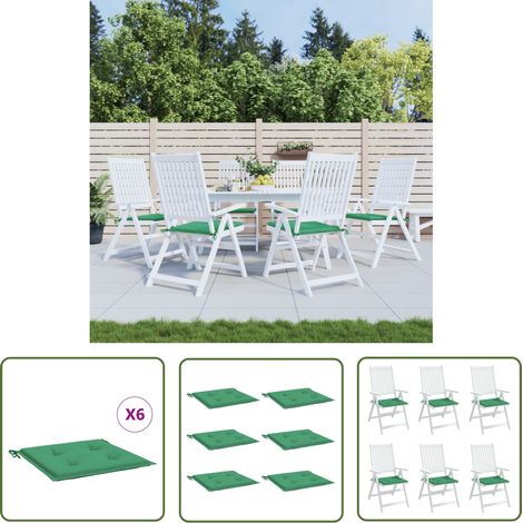 The Living Store Coussins de chaise jardin lot de 6 vert 50x50x3 cm tissu oxford - Coussin De Chaise - Coussin Exterieur - Coussin Jardin - Coussin Confortable - Coussin Design (1/5)
