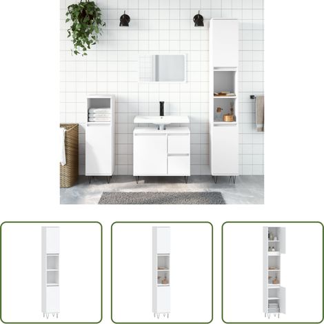 Rangement salle de bain - Armoire de salle de bain blanc 30x30x190 cm bois d'ingénierie (1/5)