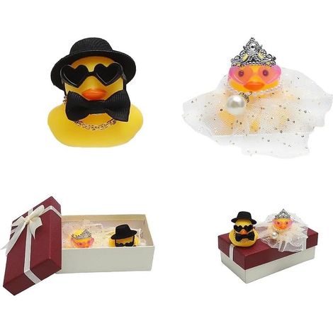 Hengbird Hochzeitsgeschenk: Lustiges Brautpaar mit Enten, Accessoires und Geschenkbox – ideal als Hochzeitsgeschenk, Geschenkanhänger oder Dekoration. (1/5)