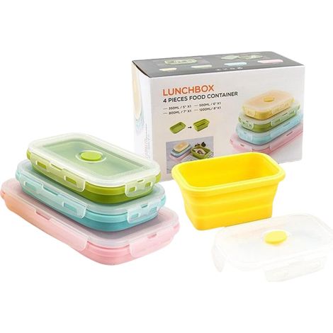 Silicone Food Containers, 4 Reusable Snack Boxes
