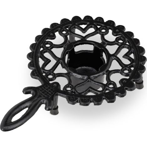 Scalda teiera vintage antico decorativo 22 x 14,5 x 5 cm in ferro verniciato a polvere nera 130008094