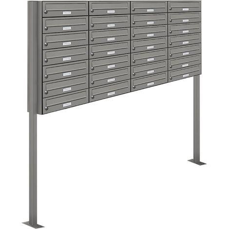 28er Premium Standbriefkasten Aluminiumgrau RAL 9007 freistehend Postkasten Ständer (1/5)
