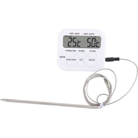 Thermomètre TA278 Capteur Température Humidité Sans Fil Alarme Minuterie Écran LCD Celsius Fahrenheit ABS (1/5)