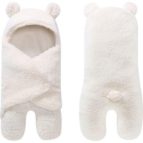 Couverture d'emmaillotage pour bébé, ultra douce et mignonne, en forme d'ourson, beige, taille unique, idéale pour l'hiver et l'automne. (1/5)
