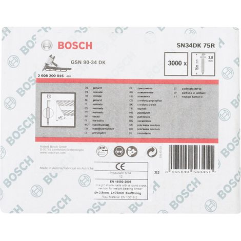Bosch D-Kopf Streifennagel SN34DK, 2,8 mm, 75 mm, blank, gerillt (1/5)
