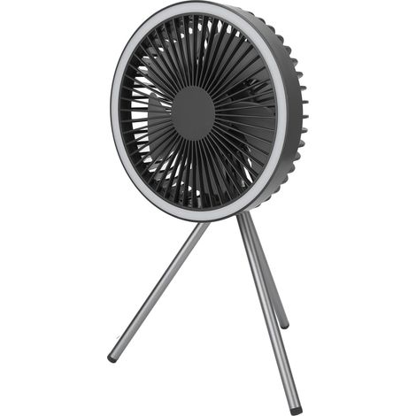 Ventilateur de camping portable, 3 niveaux de minuterie réglable, chargement USB, trépied amovible, gris (1/5)