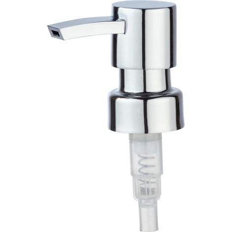 WENKO Pompe savon liquide, pompe distributeur savon liquide de rechange, design carré, ouverture Ø 28 mm, Zinc, 6x18x3,4 cm, Chromé