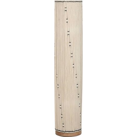 Lampe de sol en coton et raphia esprit naturel urbain - Naturel raphia beige et bois foncé (1/5)
