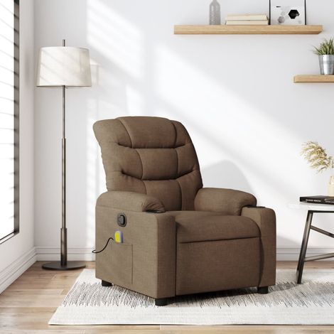 Fauteuil de massage inclinable-Chaise de relaxation-Fauteuil Relax Marron Tissu 718017 (1/5)