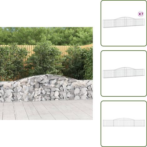 Paniers à gabions arqués 7 pcs 400x30x60/80 cm Fer galvanisé - Panier Gabion - Mur Gabion - Clôture Gabion - Décoration Jardin - Barrière Jardin (1/5)