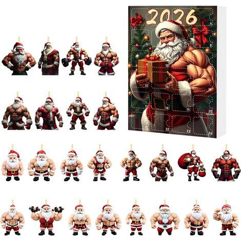 Wunderschöne Weihnachtsmannfigur in einer Überraschungsbox, Adventskalender, flache Acryldekoration für den Weihnachtsbaum (Typ B) (1/2)