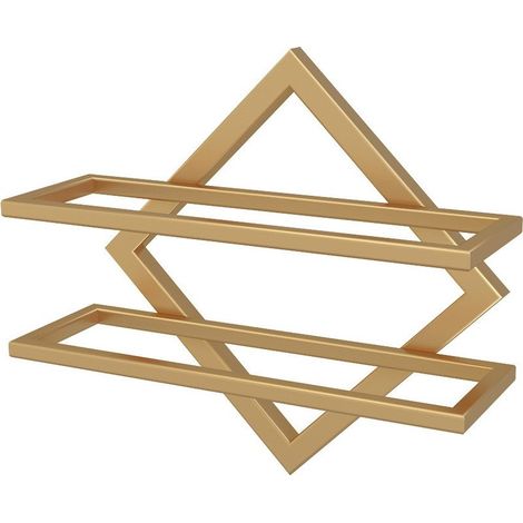 Supports Muraux pour Bouteilles de Vin en Métal, Rganisateur de Casier à Vin Suspendu Pliable pour 2 Bouteilles d'alcool, Étagère Murale Casier à Vin pour Cave De Bar De Cuisine (1, Gold) (1/5)