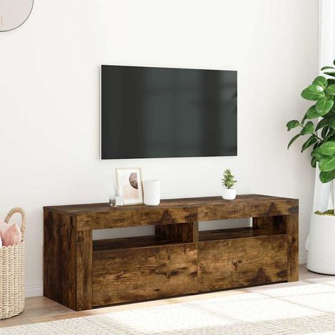 vidaXL Mueble de TV con luces LED roble ahumado 120x35x40 cm (1/5)