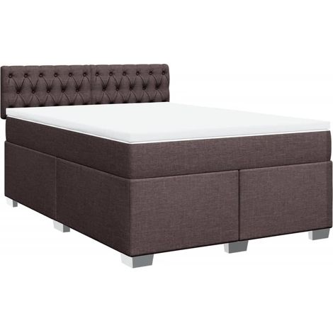 Maison Exclusive - Giroletto a Molle con Materasso Marrone Scuro 160x200cm Tessuto (1/5)