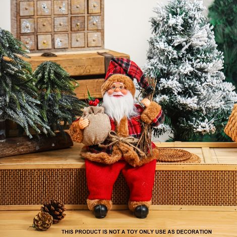 1 pièce. Décoration de Noël - Figurine du Père Noël assis, scène festive pour décoration intérieure, Halloween et automne, figurine de collection (1/5)