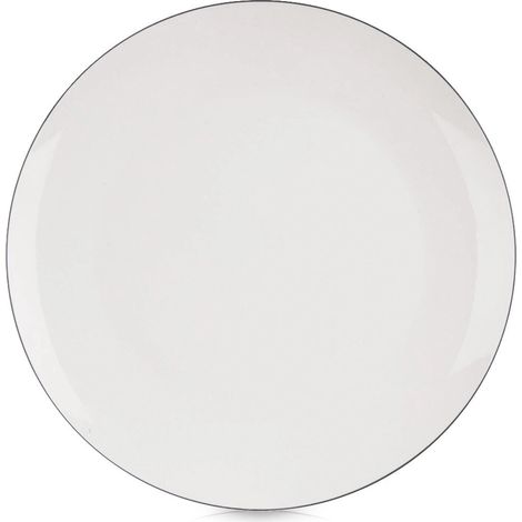 Porcelain Dinner Plate, White, 27 cm, Black Rim (1/5)