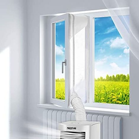 Kit Calfeutrage Climatiseur Mobile Porte Fenetre 400 cm, pour Climatiseurs, Sèche-linge et Déshumidificateurs Tuyau évacuation Calfeutrage Fermeture éclair, étanche, Facile a Installer (Blanc) (1/5)