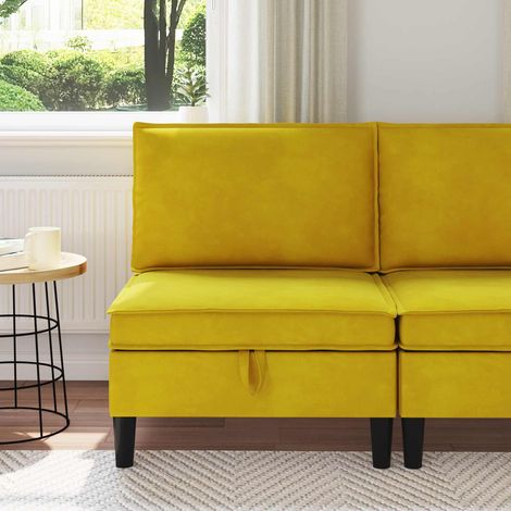 vidaXL Canapé moyen avec rangement Jaune Velours (1/5)