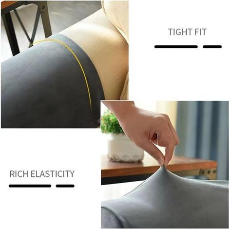 Copribraccioli in velluto in 2 pezzi realizzati in spandex, copripoltrone elasticizzati per poltrone e divani, protezioni per mobili per poltrone e divani con perni girevoli, grigio chiaro (1/5)