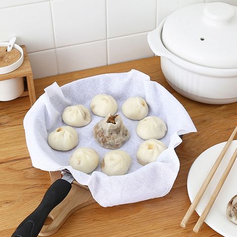 Tapis de cuisson vapeur antiadhésif en gaze de coton, tapis de cuisson vapeur carré pour petits pains vapeur, tissu pour cuisson vapeur, tissu pour pain vapeur, tapis pour petits pains vapeur (1/5)