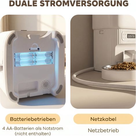Distributeur automatique de croquettes pour chat avec minuterie, rationneur programmable, 2 gamelles en acier inoxydable (1/5)