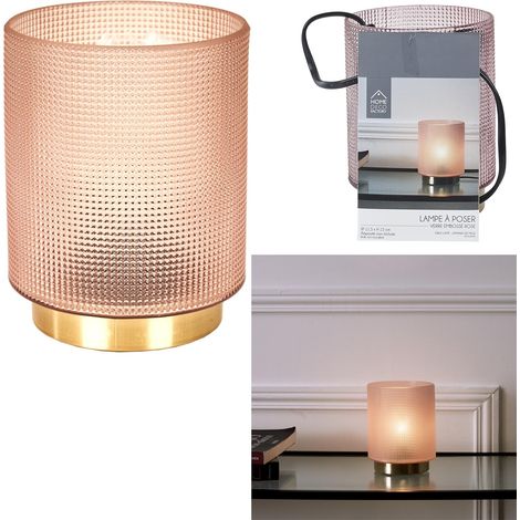 Lampe - HOME DECO FACTORY - Verre Embossé - Rose (1/5)