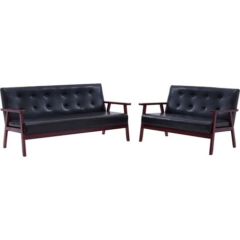 Set di Divani 2 pz Nero in Similpelle vidaXL