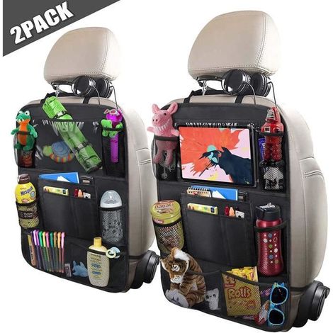 Organisateur de Voiture, 2Pcs Protège-Siège Arrière Voiture Enfants Kick Mats, Protection Arrière de Siège Auto Imperméable (1/4)