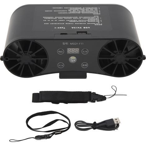 Mini hanging fan, portable neck fan, portable outdoor air conditioner with cord, black, 8000 mAh - AquaForge (1/5)