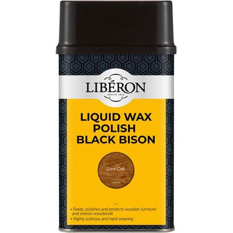 Liberon Liquid Wax Polish in Black Bison Dark Oak - 500ml, High-Quality Furniture and Wood Finish