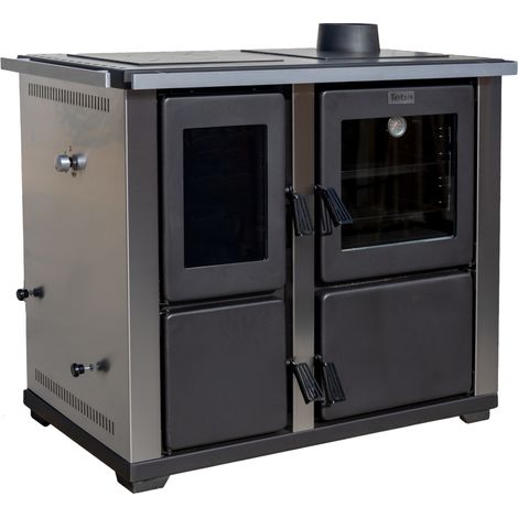 Kopie von EEK A Kaminofen mit Backfach und Herdplatte Teba TKS 18 Rechts Mehrfachbelegung Holzofen 10 kW Kamin Ofen Holz Holzherd Küchenhexe Kochplatte Küchenofen 1 (1/5)