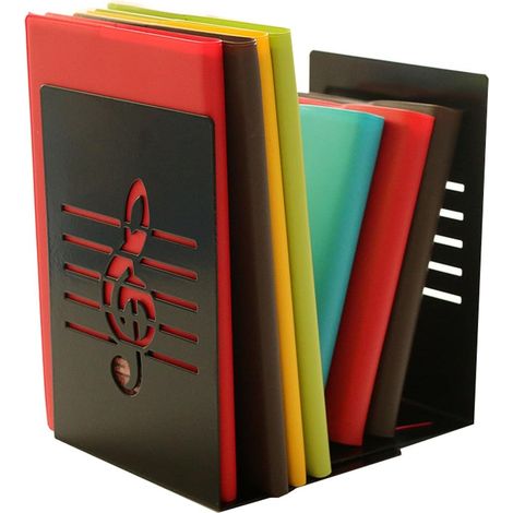 Paire de serre-livres créatifs en forme de note de musique et en métal solide pour enfants, passionnés de musique et décoration d’intérieur ou de bureau (1/5)
