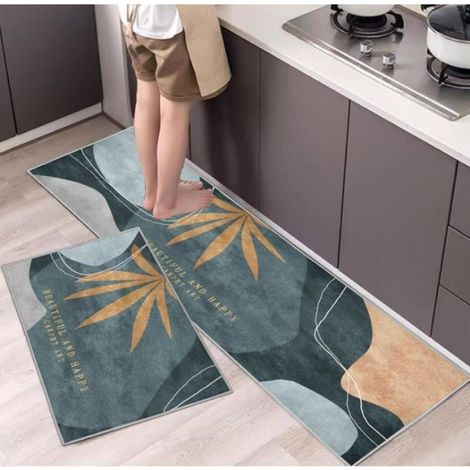 Tapis De Cuisine - Antidérapant - Absorbant Eau Et Huile - Pour Cuisine Intérieure - Lot De 2 - 40x60 cm Et 40x120 cm (1/4)