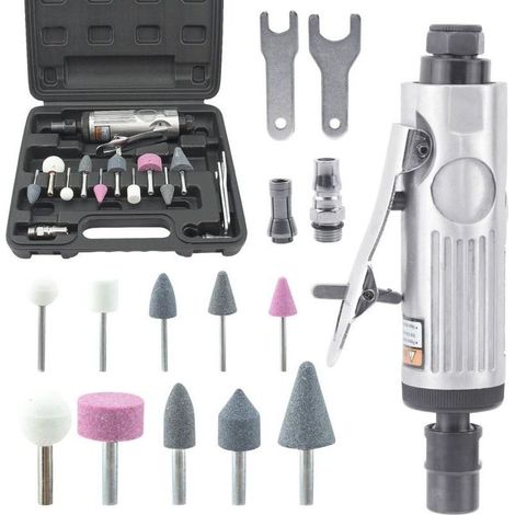 Kits de Meuleuse Pneumatique 16 Pièces, 25000RPM Mini Meuleuse Droite Pneumatique pour La Réparation de Pneus et Autres Applications (1/5)