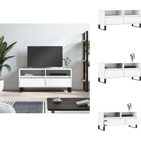 TV-Schrank Weiß 100x34,5x44,5 cm Holzwerkstoff - TV Schrank - Fernsehtisch - Regal - Aufbewahrung - Weiß (1/5)