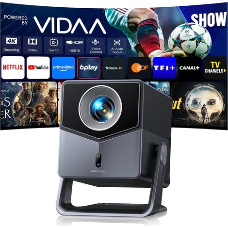 4K Video Projector - Video OS: Ultra-Fast 1500 ANSI Dolby 36W - Projector 4K Video Projector Home Cinema, Outdoor, HDR10, Auto Focus/Keystone/Align, WiFi 6, Bluetooth 5.4, HDMI Arc (1/5)