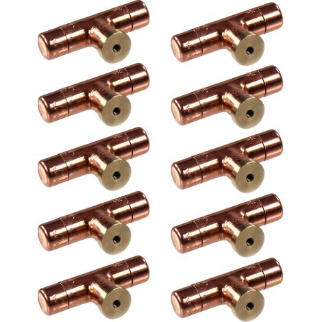 Lot de 10 Boutons de meuble en T cuivre "Industriel" - Ø12 - Arcanaute (1/5)