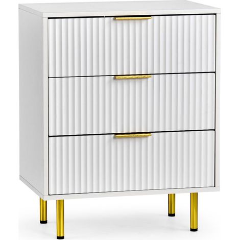 Kommode / Schubladenschrank Hjelle K 60x40x76 cm 3 Schubladen weiß hjh LIVING (1/5)