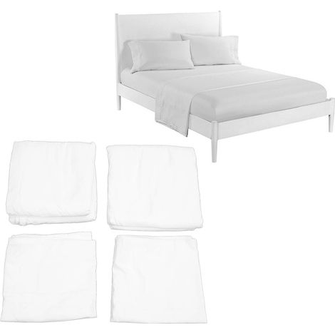 Vierteiliges weißes Bettwäscheset aus den USA, Kingsize (1/5)