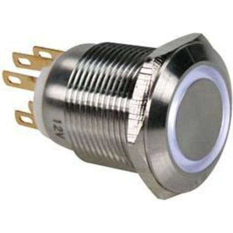 Bouton-Poussoir - Acier Inoxydable - SPDT 1NO 1NC - Anneau Blanc - 19 mm (1/2)