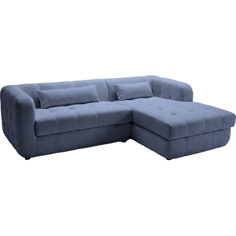 ARLETTE - Canapé d'angle tissu chenille 4 places Bleu Gauche (1/5)