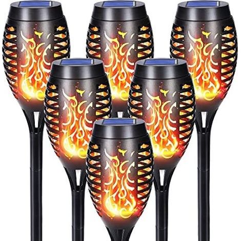 GENERIC-Lampe Solaire Exterieur - 6 Pièces 12 LED Lampe Solaire avec Flammes Réalistes, Imperméable Lampe Torche Solaire pour Décor Jardin, Patio, Chemins, Pelouse (1/5)