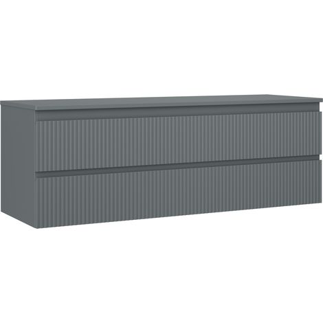 Mexen Rivel Badezimmerschrank unter dem Waschbecken 140 cm mit Platte, 2 Schubladen, geriffelt, Graphit matt - 91A20-14047-2-BF (1/5)