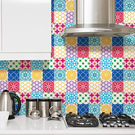 Sticker Mural Carrelage adhésif Cuisine Salle de Bain - 9 STICKERS CARRELAGES AZULEJOS COLLIE - 9stickers15x15cm (1/5)