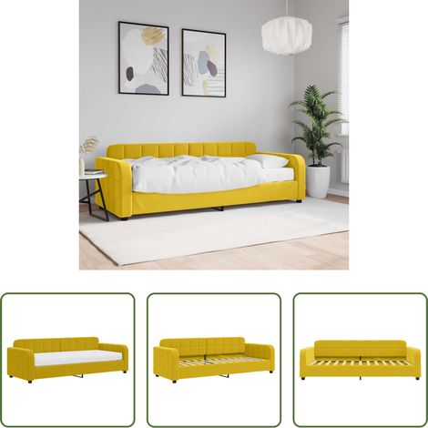 Canapé-lit - Lit de jour avec matelas jaune 80x200 cm velours (1/5)