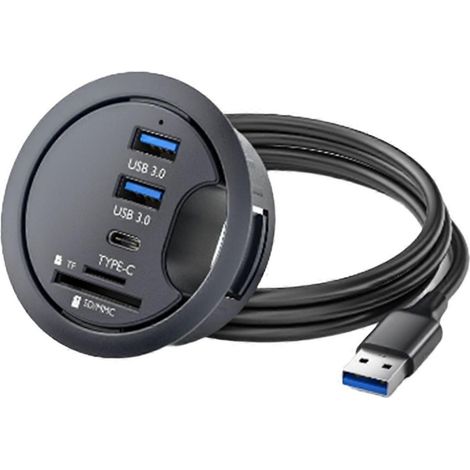 Station d'accueil de bureau avec hub USB 3.0, lecteur de cartes SD/TF, adaptateur multiple USB 3.0 et répartiteur USB. (1/5)